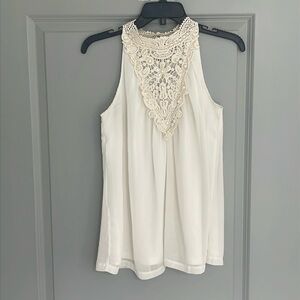 Ginger - Crochet & Pearl Sleeveless Halter Top, Size M